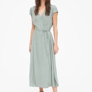GAP Sage Green Rayon Midi Wrap Dress NWT
